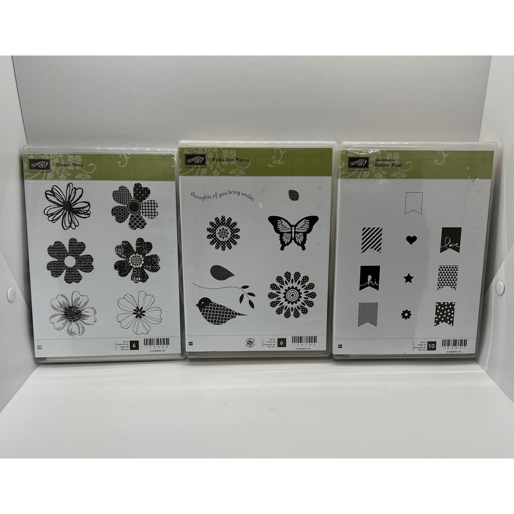 Stampin' Up! Lot Of 3 Flower Shop Banner Blast Polka Dot Pieces